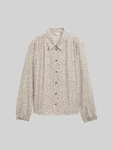 TOM TAILOR DENIM Damen Hemdbluse mit Muster, weiß, Gepunktet – Bild 1