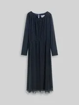 TOM TAILOR Damen Midi-Meshkleid mit Muster, blau, Gemustert – Bild 1