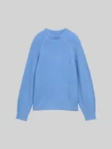 TOM TAILOR Damen Loose Fit Strickpullover mit Stehkragen, blau, Uni – Bild 1