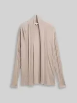 TOM TAILOR Damen Cardigan mit Schalkragen, braun, Meliert – Bild 1