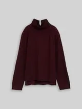 TOM TAILOR Damen Loose Fit Strickpullover mit Stehkragen, rot, Meliert – Bild 1