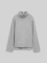 TOM TAILOR Damen Loose Fit Strickpullover mit Stehkragen, grau, Meliert – Bild 1