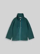 TOM TAILOR Damen Boxy Fit Scuba Sweatjacke, grün, Meliert – Bild 1
