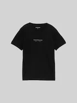 TOM TAILOR Damen T-Shirt mit Logo-Print, schwarz, Uni – Bild 1