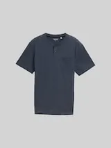 TOM TAILOR Herren Henley T-Shirt mit Brusttasche, blau, Meliert – Bild 1