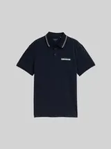 TOM TAILOR Herren Piqué Poloshirt mit print, blau, Uni – Bild 1