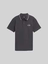 TOM TAILOR Herren Piqué Poloshirt mit print, schwarz, Uni – Bild 1