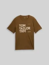 TOM TAILOR Herren T-Shirt mit Print, braun, Uni – Bild 1