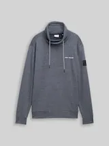 TOM TAILOR Herren Snood Sweatshirt mit Logo-Details, blau, Meliert – Bild 1