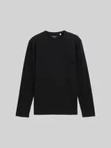 TOM TAILOR Herren Slim Fit Langarmshirt mit Stretch, schwarz, Uni – Bild 1