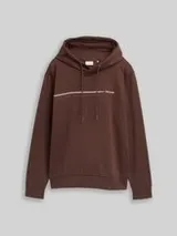 TOM TAILOR Herren Hoodie Sweatshirt mit Logo-Print, braun, Uni – Bild 1