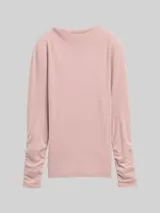 TOM TAILOR DENIM Damen Langarmshirt mit Raffärmeln, rosa, Meliert – Bild 1