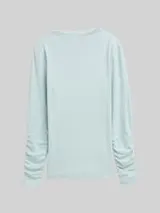 TOM TAILOR DENIM Damen Langarmshirt mit Raffärmeln, blau, Meliert – Bild 1