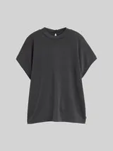 TOM TAILOR DENIM Damen T-Shirt mit Fledermausärmeln, schwarz, Uni – Bild 1