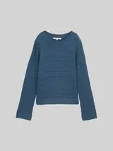 TOM TAILOR DENIM Damen Relaxed Fit Strickpullover, blau, Uni – Bild 1