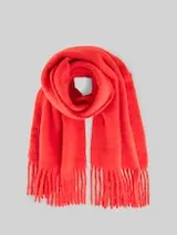 TOM TAILOR DENIM Damen Schal mit Fransen, rot, Uni – Bild 1