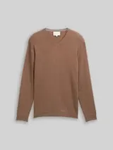 TOM TAILOR Herren Strickpullover mit Kaschmir-Anteil, braun, Meliert – Bild 1