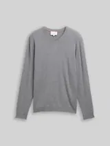 TOM TAILOR Herren Strickpullover mit Kaschmir-Anteil, grau, Meliert – Bild 1