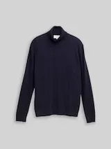 TOM TAILOR Herren Rollkragenpullover mit Kaschmir-Anteil, blau, Meliert – Bild 1