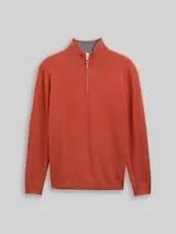 TOM TAILOR Herren Troyer Strickpullover mit Kaschmir-Anteil, orange, Meliert – Bild 1