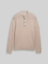 TOM TAILOR Herren Troyer Strickpullover im Washed-Look aus Baumwolle, braun, Uni – Bild 1