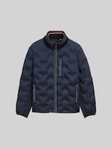 TOM TAILOR Herren Hybrid Steppjacke mit verstaubarer Kapuze, blau, Uni – Bild 1