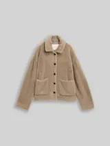 TOM TAILOR Damen Teddy Jacke mit Taschen, grau, Uni – Bild 1
