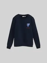 TOM TAILOR Damen Loose Fit Sweatshirt mit Print, blau, Uni – Bild 1
