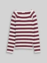 TOM TAILOR Damen Langarmshirt mit Streifenmuster, rot, Gestreift – Bild 1
