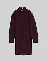 TOM TAILOR Damen Strickkleid mit Stehkragen, rot, Uni – Bild 1