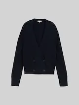 TOM TAILOR Damen Cardigan in Wickel-Optik, blau, Uni – Bild 1