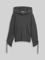 TOM TAILOR DENIM Damen Loose Fit Langarmshirt mit Kapuze, grau, Meliert – Bild 1