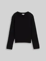 TOM TAILOR Damen Strickpullover mit Kaschmir-Anteil, schwarz, Uni – Bild 1