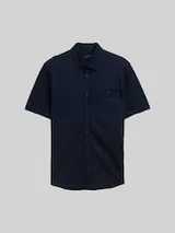 TOM TAILOR Herren Regular Fit Kurzarmhemd aus Baumwolle, blau, Uni – Bild 1
