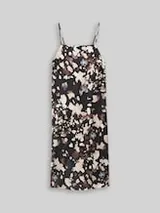 TOM TAILOR DENIM Damen Satin Midi-Kleid mit Muster, schwarz, Gemustert – Bild 1