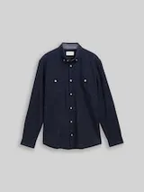 TOM TAILOR Herren Regular Fit Hemd in Melange-Optik, blau, Meliert – Bild 1