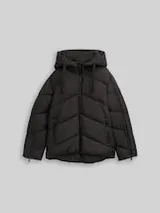TOM TAILOR Damen Puffer-Jacke mit Kapuze, schwarz, Uni – Bild 1