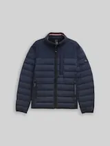 TOM TAILOR Herren Hybrid Steppweste mit Stehkragen, blau, Uni – Bild 1