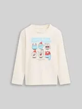 TOM TAILOR Jungen Langarmshirt mit Print, weiß, Uni – Bild 1