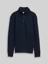 TOM TAILOR Herren Troyer Sweatshirt mit Ärmeltasche, blau, Uni – Bild 1