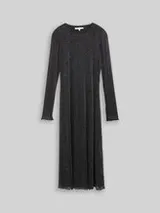 TOM TAILOR DENIM Damen Midi-Meshkleid mit Glitzer-Effekt, schwarz, Uni – Bild 1