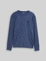 TOM TAILOR Herren Langarmshirt mit Brusttasche, blau, Meliert – Bild 1