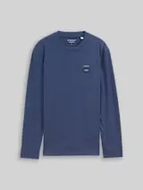 TOM TAILOR Herren Langarmshirt aus Baumwolle, blau, Uni – Bild 1