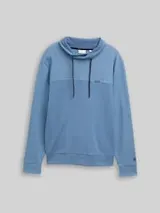 TOM TAILOR Herren Snood Sweatshirt mit Struktur-Mix, blau, Meliert – Bild 1
