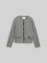 TOM TAILOR Damen Regular Fit Bouclé Jacke, schwarz, Meliert – Bild 1