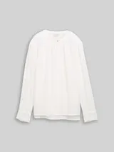 TOM TAILOR Damen Crinkle Bluse mit Raffungen, weiß, Uni – Bild 1