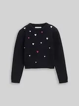 TOM TAILOR Mädchen Cropped Strickpullover mit Stickerei, blau, Uni – Bild 1