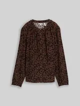TOM TAILOR Damen Bluse mit Leo-Print, braun, Animalprint – Bild 1