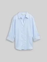TOM TAILOR Damen Bluse mit Streifen in Glitzer-Optik, blau, Gestreift – Bild 1