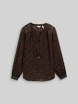 TOM TAILOR Damen Chiffon Bluse mit Leo-Print, braun, Animalprint – Bild 1